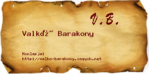 Valkó Barakony névjegykártya